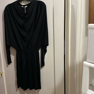 NWT Zara Black Mini Dress with Batwing sleeves, draped neck! Size S US